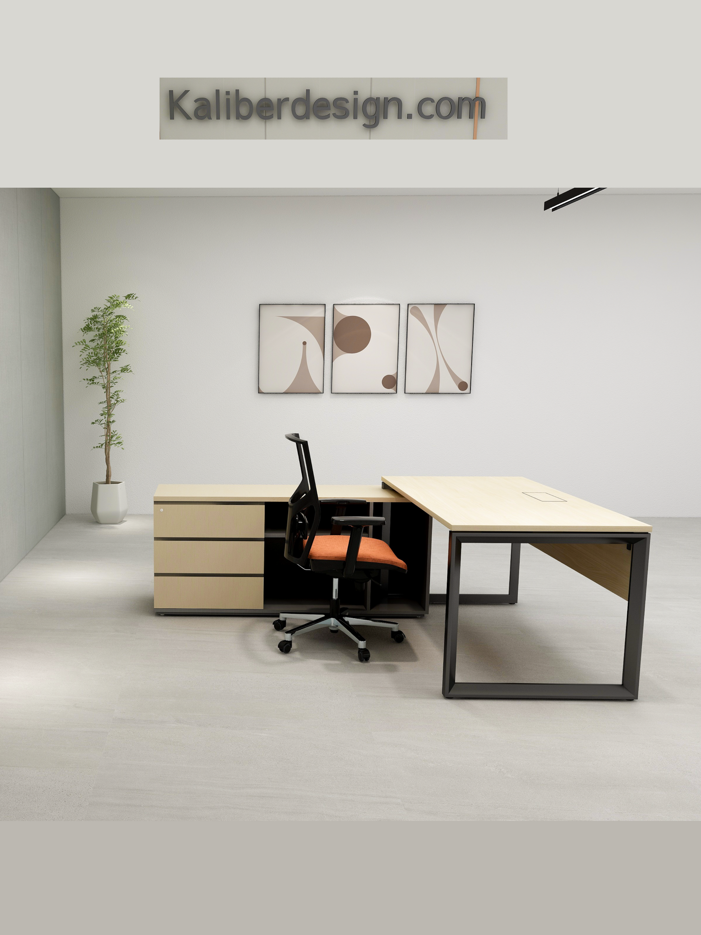 Opera L-Shape Desk with Side Credenza